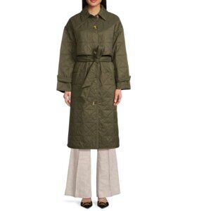 DKNY Quilted & Belted Insulated Parka Longline Coat Hemlock Green NWT XLarge